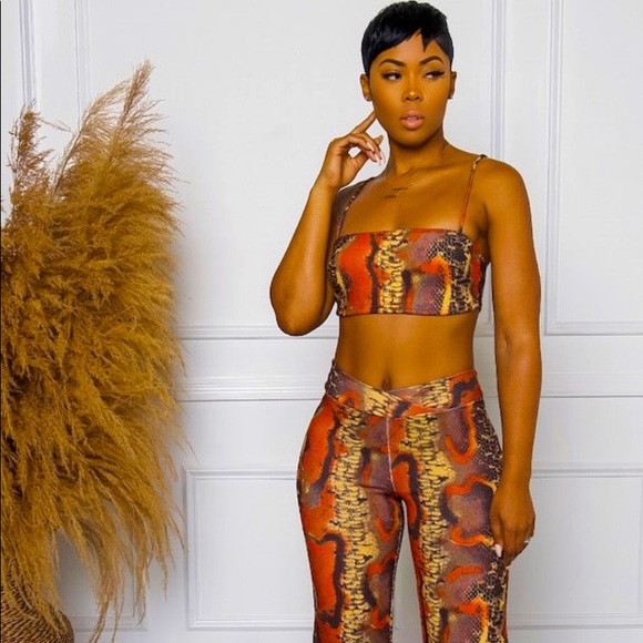 Sexy Snake Print 2 Piece Pant Set, (S) 🐍 Various Snake Print Colors - Picture 1 of 8